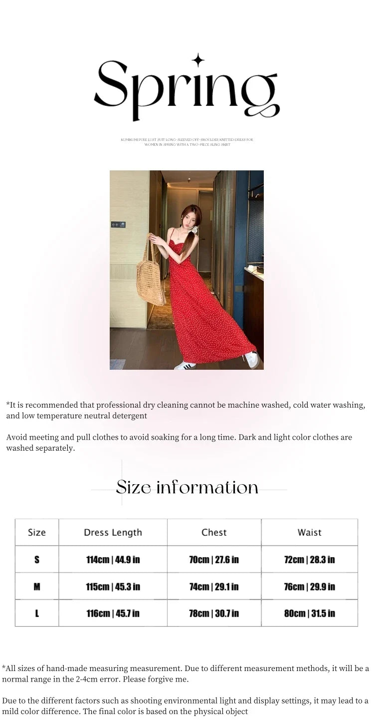 vmtvr  -  Womens dresses Red floral suspenders zipper dresses for formal occasionsSlim temperament Elegant dresses for women Long dresses