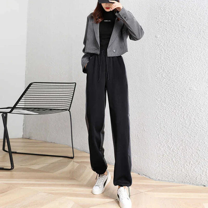 vmtvr Women Patchwork Sweatpants Korean Streetwear Loose Wide Leg Pants Summer Fashion High Waist Female All Match Straight Trousers