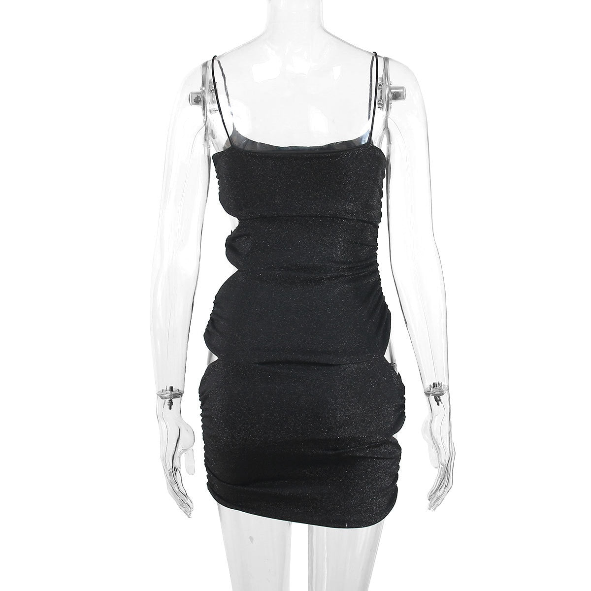 Sexy Black Slip Short Dress Ladies  Summer For Woman Bodycon Dresses Evening Party Tight Mini Dress Silver Wire