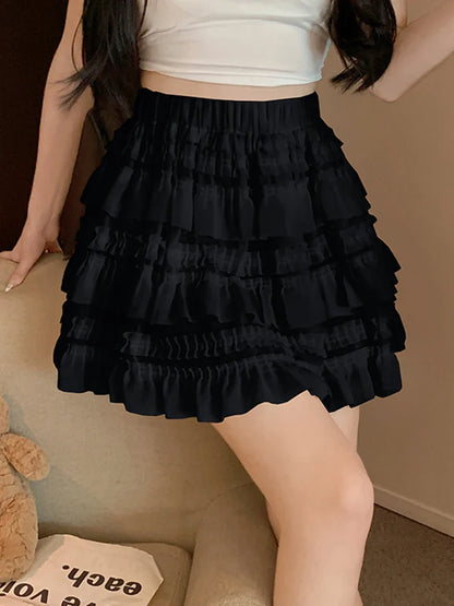 vmtvr Japan White Sweet Cake Mini Skirt Women Elegant Fashion High Waist Sexy Skirts Summer Preppy Style Female Dance Skirt New