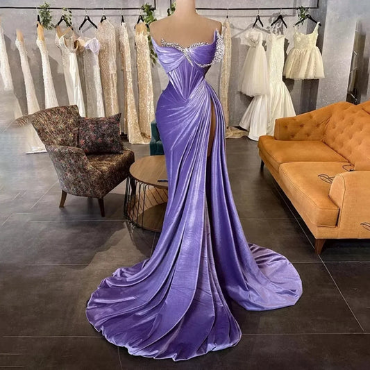 vmtvr  -  Glitter Mermaid sexy strapless backless wrap hips with floor length cocktail party formal ball party luxury evening dress