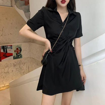 vmtvr Women Fashion Irregular Dress Summer Streetwear Button Down Mini Dress Korean Casual Y2K Female A Line Dresses New