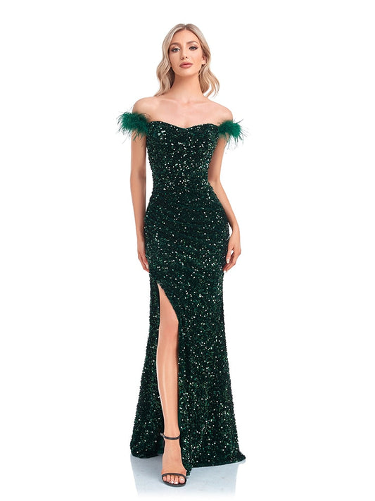 vmtvr Elegant Evening Dresses Green Sequin Sexy Split Party Backless Women Long luxurious Gown Formal Dress Cocktail 2023