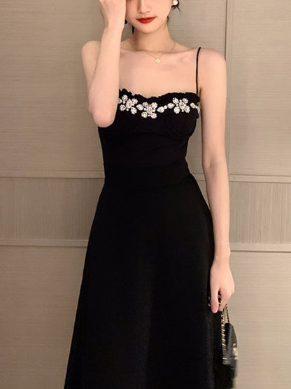 vmtvr - Black Backless Strap Dress Women Sexy Party Elegant Retro Midi Dresses Slim Designer Chic Holiday Casual Hepburn Dress 2023 New