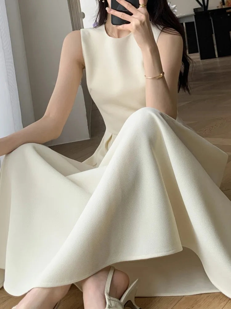 vmtvr Fashion Korean Women Summer Party Dress Vintage Casual A-Line Solid Elegant Birthday Prom Vestidos Female Chic Sundress Mujers