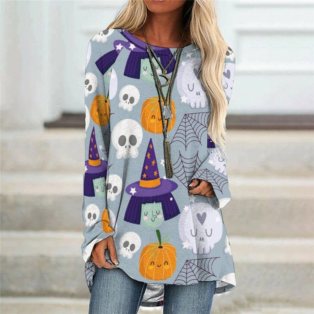 halloween Women Sweatshirts Pumpkin Ghost Printed Costume Halloween Dresses  New Female Cosplay Festival Clubwear Vintage Tops