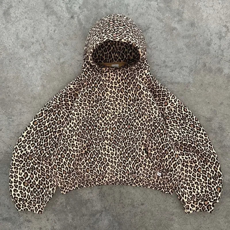 - Vintage Leopard Hoodies Women Y2k Oversized Animal Print Hooded Sweatshirts Pullovers Retro Grunge Hip Hop Streetwear