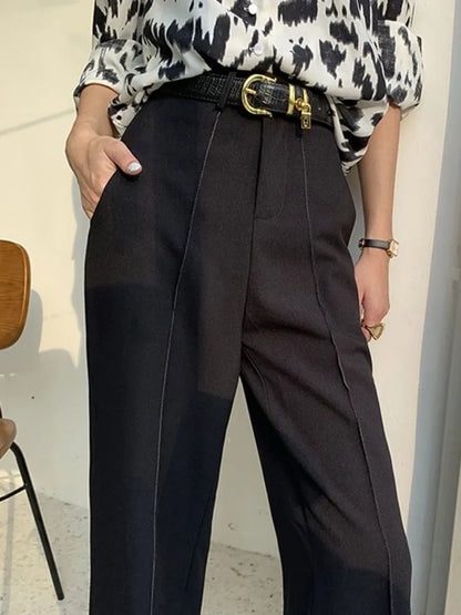 vmtvr Solid Women's Summer Pants High Waist Loose Wide Leg Pants Korean Fashion Straight Trousers Women High Street Suit Pants Female