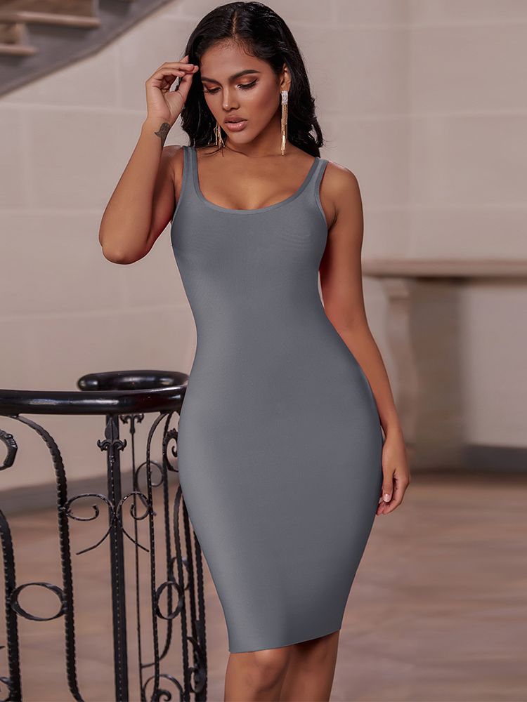 vmtvr - Elegant Sleeveless Bodycon Bandage Dress for Women 2023 Summer Basic Green Sexy Dresses Roung Neck Evening Club Party Dress Midi