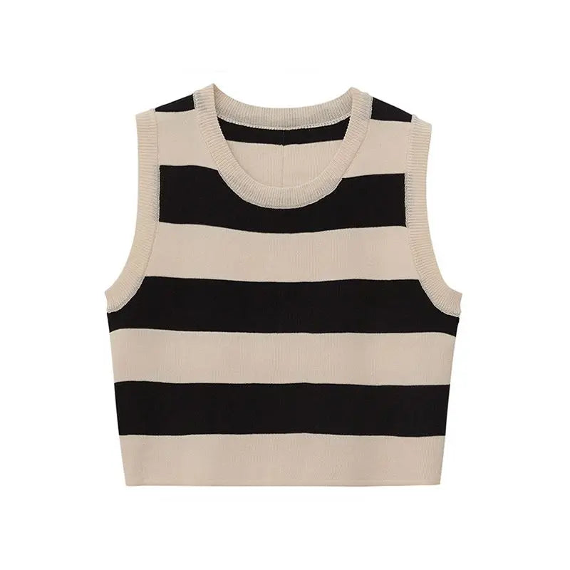 vmtvr Summer Women Striped Tank Top Streetwear Fashion New Slim Short Tees Female Clothing Versatile Sports Knitted Sleeveless Tanks