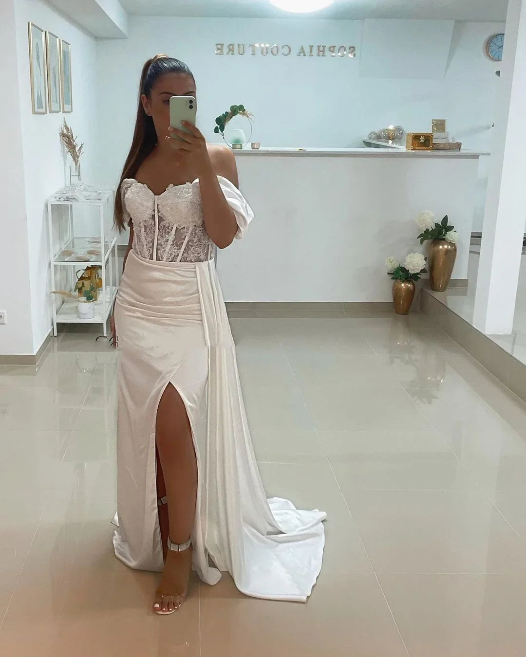 vmtvr  -  Sexy Prom Evening Dresses Long Off the Shoulder Party Dress Appliques High Split Cocktail Gown Saudi Arabia Dubai