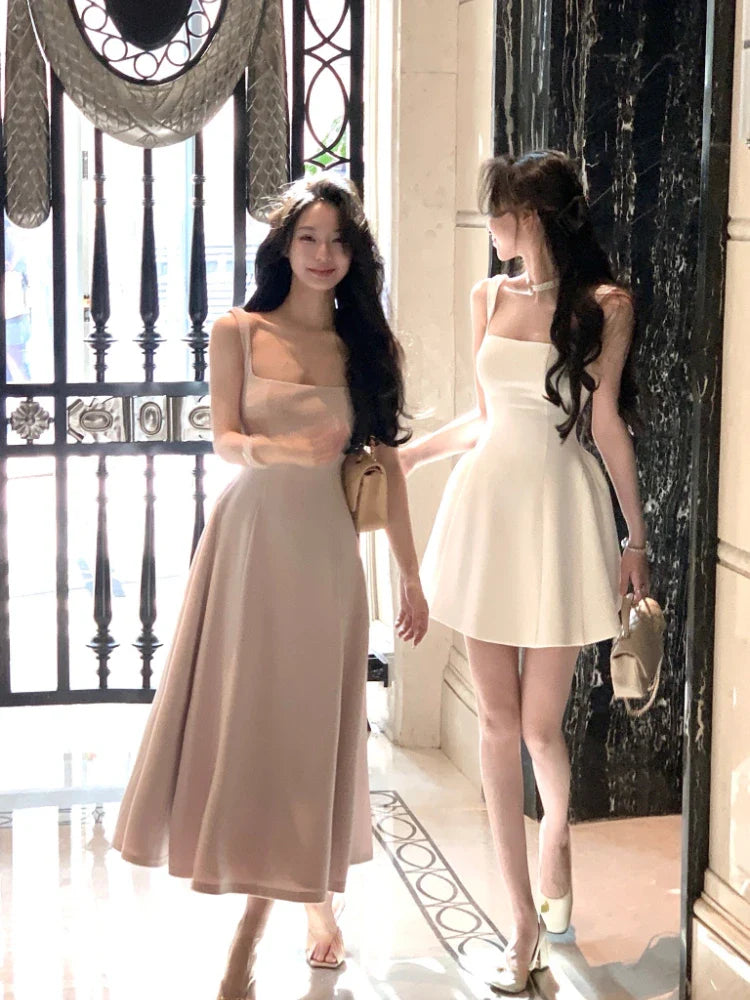 vmtvr  -  Even Party Red Dress Women Casual Elegant Clothing One Piece Dress Korea Fashioon Summer Sleeveless Strap Mini Dress Female