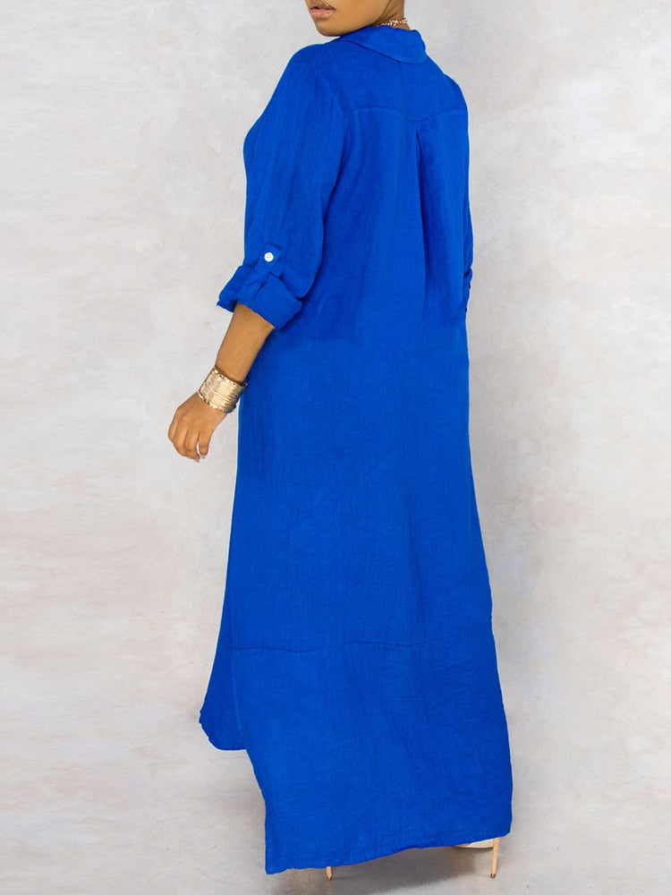 vmtvr Solid Button Maxi Shirt Dress