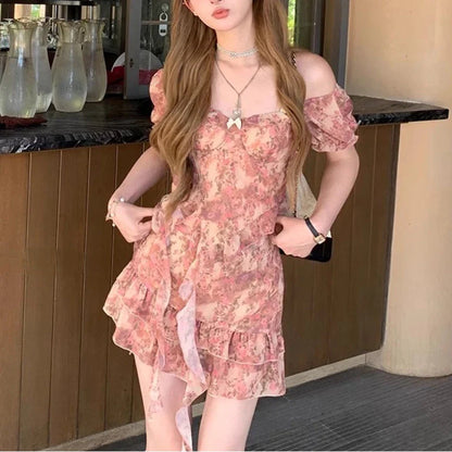 vmtvr Summer Sexy Two Piece Skirt Set Women Aesthetic Floral Korean Fashion Skirt Suit Female Casual Japanese Sweet Party Sets 2024