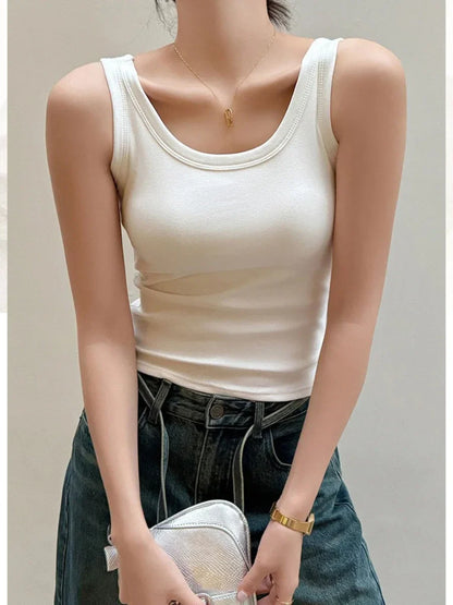 vmtvr Summer Ribbed 100% COTTON Tank Tops Women Off Shoulder Crop Tops Casual Suspender Sport Vest Basic Slim Y2k Tops