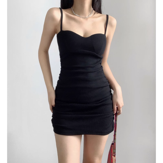 - summer black suspender dress GEU681