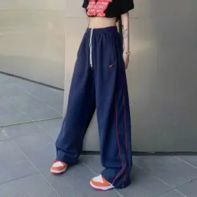 vmtvr Navy Blue Harajuku Woman Oversize Sweatpants Spring Summer Elastic Waist Pocket Streetwear Fashion Joggers Sport Casual Trousers