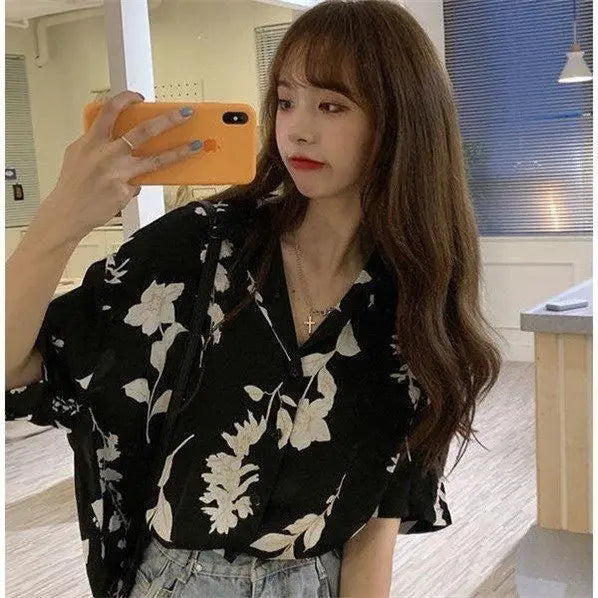 vmtvr Korean Clothing Sweet Women Fashion Short Sleeve Shirt Summer Simple Tie Dyed Loose Versatile Kawaii Pretty Chic Casual Blouse