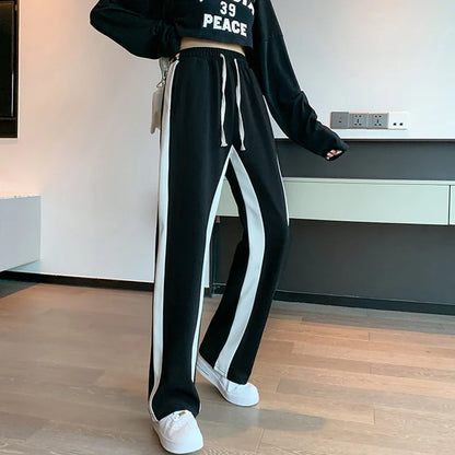 vmtvr Y2K Fashion Patchwork Women Sweatpants Summer Casual Streetwear Loose Straight Leg Pants Korean All Match Female Trousers