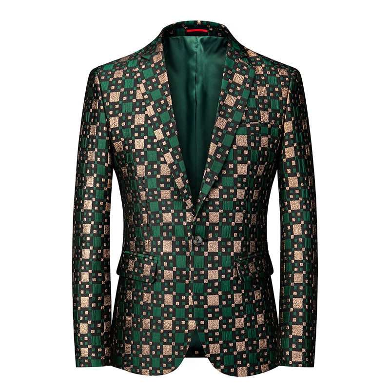 jiaabc Fashion New Men's Casual Boutique Business Wedding Host Slim Bronzing Suit Flower Jacket Dress Blazers Coat