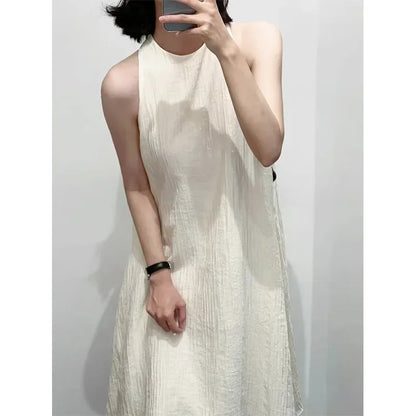 SUMMER WHITE COLOR WOMENS LOOSE FIT SILK DRESSES