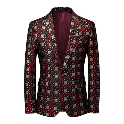 jiaabc Fashion New Men's Casual Boutique Business Wedding Host Slim Bronzing Suit Flower Jacket Dress Blazers Coat