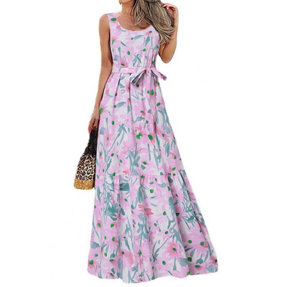 Summer Women Dress Elegant Party Sleeveless Maxi Dress Sexy Bohemian Leopard Print Vestidos Casual Swing Sundress