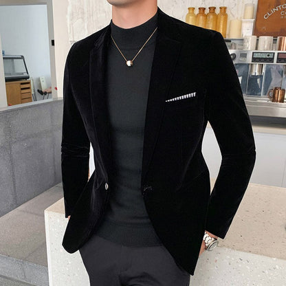 jiaabc Spring Velvet Blazer Men Fashion Casual Blazer Men Wedding Groom Singer Costume Slim Blazer Formal Brand Dress Homme 5XL-M