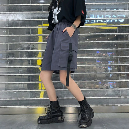 vmtvr Streetwear Women Cargo Shorts Summer Fashion Oversized 4Xl Loose Wide Leg Pants Y2K Casual Big Pockets Female Bf Shorts