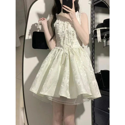 vmtvr  -  Sweet Lolita Women Dress Elegant Vintage Fairy Princess Party Slip Dresses Casual White Gothic New Korean Fashion Female Clothes