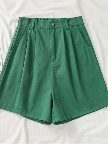 vmtvr Pure Cotton Women Shorts Casual Elastic High Waist Wide Leg Shorts Korean Style Fashion Summer Ladies Loose Shorts New