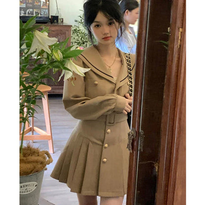 vmtvr  - Elegant Women Dress Long Sleeve Office Ladies Polo Collar Vintage New Korean Fashion Chic Sweet Casual Female Mini Dresses