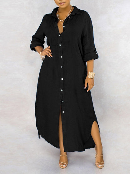 vmtvr Solid Button Maxi Shirt Dress