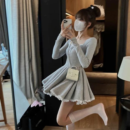 vmtvr High Waist elegant Mini Dress Women Summer Long Sleeve Sexy Casual Dress female Ball Gown Fashion korean style party Dress