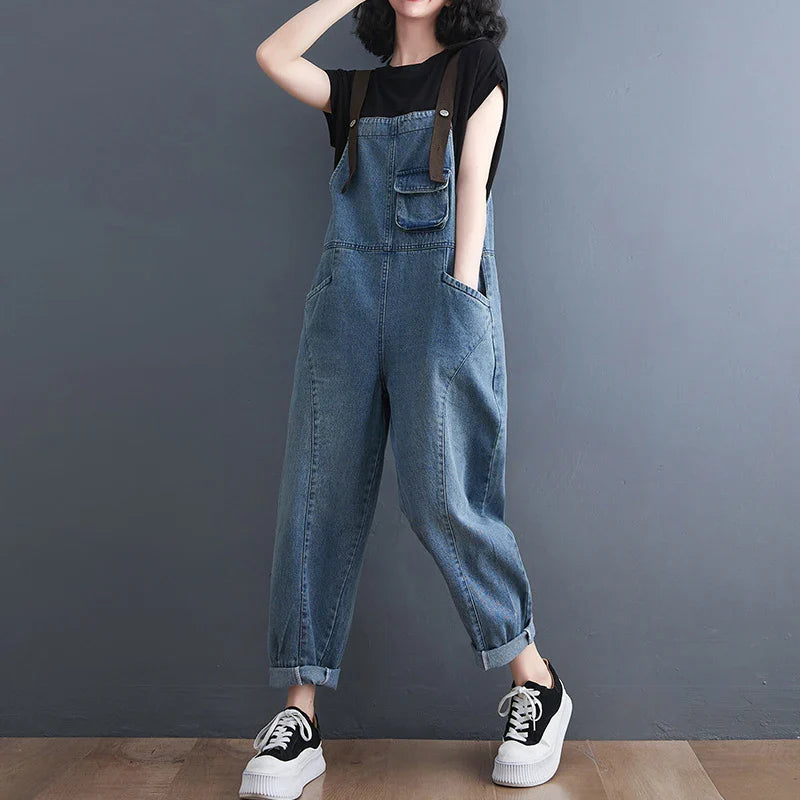 vmtvr Y2K Women Denim Overalls Korean Casual Multi Pocket Loose Jumpsuit Summer Fashion Jeans Female Streetwear Trousers New