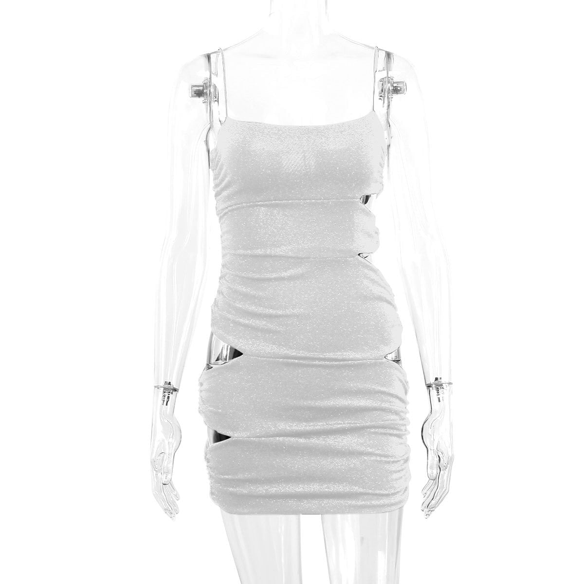 Sexy Black Slip Short Dress Ladies  Summer For Woman Bodycon Dresses Evening Party Tight Mini Dress Silver Wire