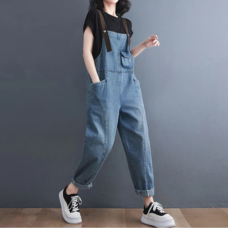 vmtvr Y2K Women Denim Overalls Korean Casual Multi Pocket Loose Jumpsuit Summer Fashion Jeans Female Streetwear Trousers New