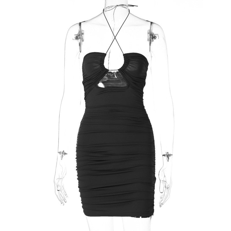 vmtvr - Fashion Sexy Bandage Bodycon Corset Dress Summer Women 2023 Hollow Out Halter Backless Short Mini Vestidos Party Night Club Wear