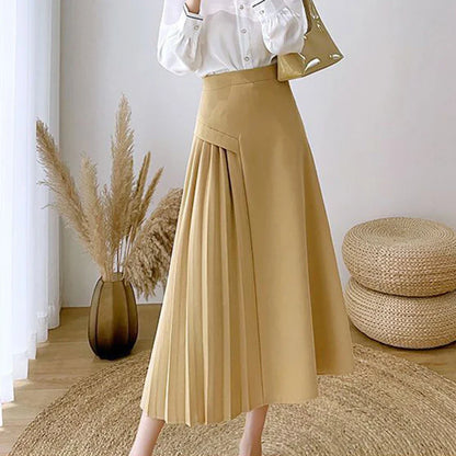 vmtvr Women Irregular Pleated Suits Skirts Summer Fashion Casual Female Midi Skirt Harajuku Casual All Match A Line Skirts New