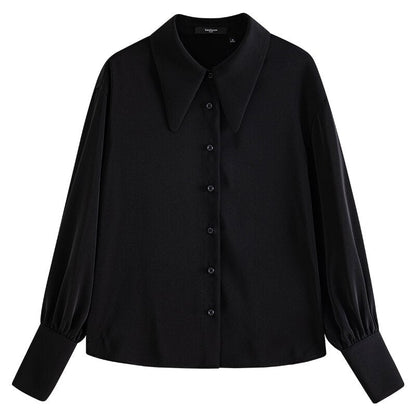 Niche Design Commute Butterfly Tail Collar Shirts for Women Everlasting Little Lantern Sleeve Shirts Female Autumn New