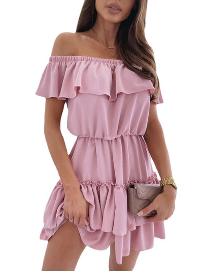 Sexy Spaghetti Strap Ruffle Solid Sleeveless 2023 Summer Women Dresses Loose A Line Mini Holiday Beach Dress Sundress Robe