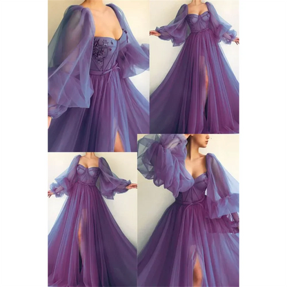 vmtvr  -  Puff Sleeve Prom Dresses formal prom dress nv104