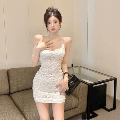 vmtvr - Black White Lace Dress Backless Vintage Mini Dress Ladies Strapless Short Party Dress Sleeveless Spaghetti Strap Dresses