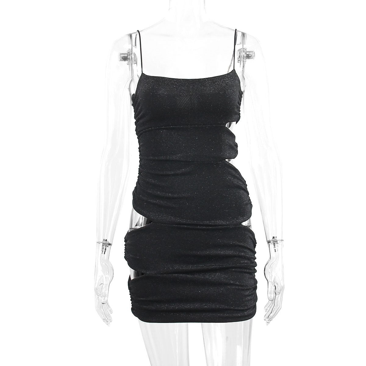 Sexy Black Slip Short Dress Ladies  Summer For Woman Bodycon Dresses Evening Party Tight Mini Dress Silver Wire