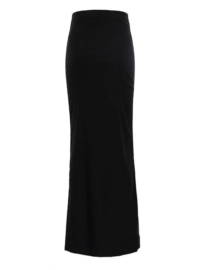 vmtvr Fashion For Women Black Long Skirts High Waist Slim Seamless Elegant Ladies Gown Casual Summer New Female Maxi Skirts