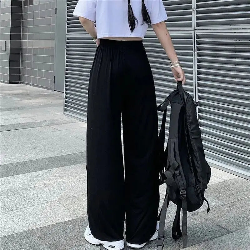 vmtvr Butterfly Hollow Embroidery Out Pattern Black Pants Hip Hop Vintage Women Streetwear Summer Loose Sport Fashion Casual Trousers