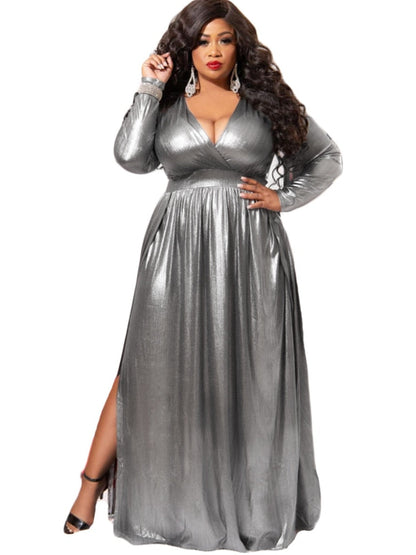 vmtvr - Elegante Long Sleeve Plus Size Dress Sexy Deep V Party Dress Clubwear Evening Ladies Vestidos De Mujer Elegantes Para Fiesta 4XL