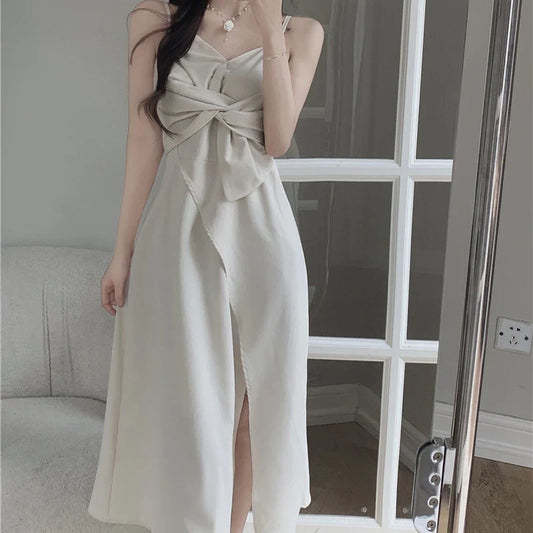 vmtvr Women Spaghetti Strap Dress Oversize 4Xl Korean Fashion Female Midi Dress Summer Elegant Bow A Line Dresses New