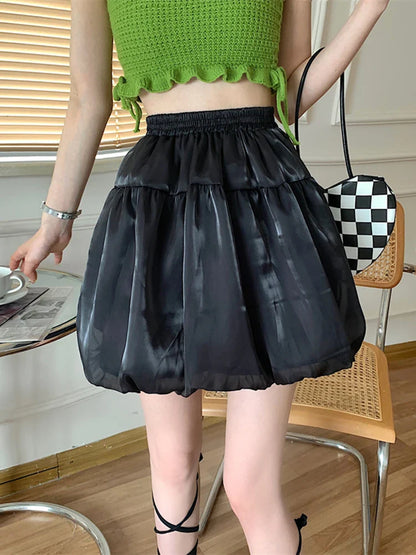 vmtvr High Waist Women Tulle Skirts Fashion Black Korean Preppy Style Ball Gown Mini Skirts Summer Student Casual Skirts New