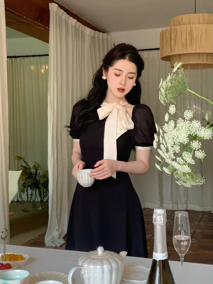 vmtvr Summer Elegant Midi Dress Women Casual Short Sleeve Beach Even Party Dress Office Lady Pure Color One Piece Dress Korean